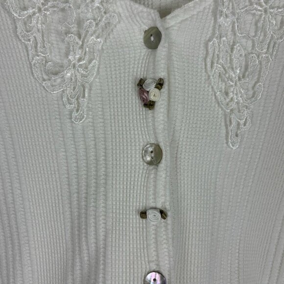 White Button-Up Top With Lace Collar Womens Small Cottagecore Grandma Coquette - Picture 5 of 7
